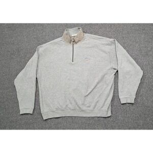 Tommy Bahama Sweater Men's 2XL Gray 1/4 Zip Embroidered Old Money Beach Grandpa